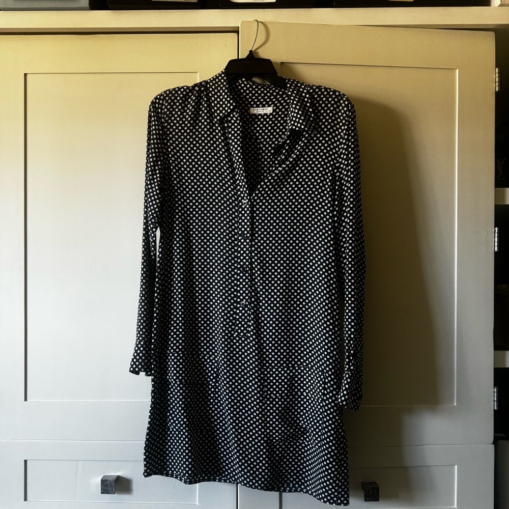 Long Sleeve Silk Polka dot Dress